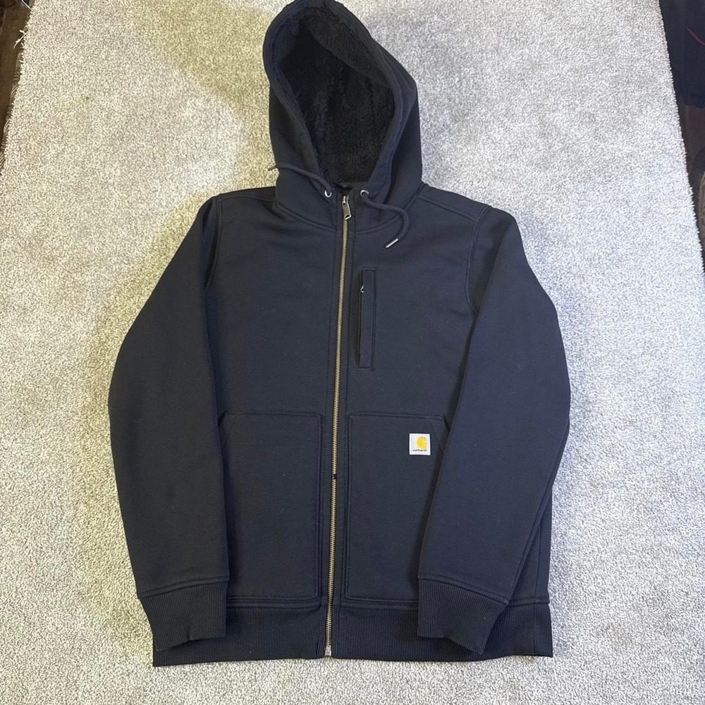 Carhartt Relaxed Fit Full Zip Hoodie Fleece Lined Workwear Sweatshirt Medium